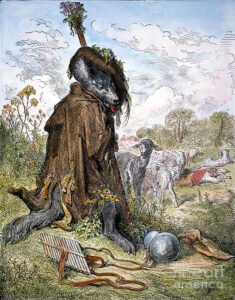 Gustave Dore Illustration Of The Wolf Turned Shepherd