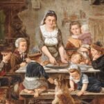 Escuela holandesa, una familia feliz