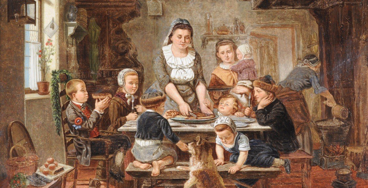 Escuela holandesa, una familia feliz
